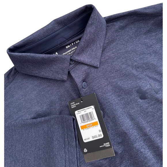 Under Armour Playoff 3.0 Polo Shirt Mens Small Navy Blue Golf Loose Fit NEW NWT‎ - Picture 1 of 5